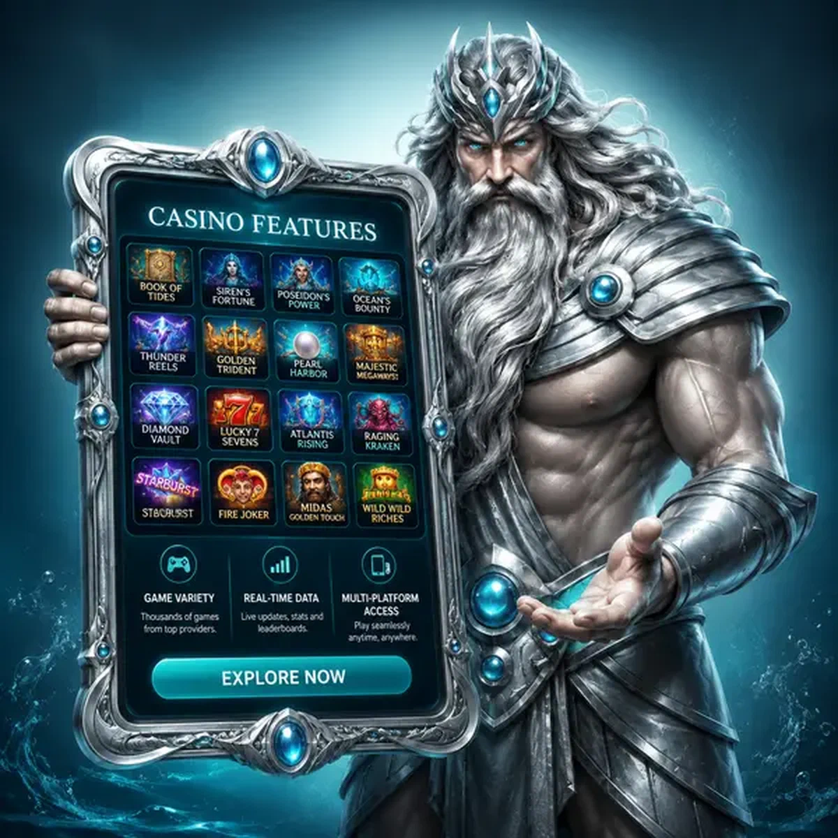 Le Tidekeeper présente la variété complète de jeux sur l'interface numérique du casino Winaura